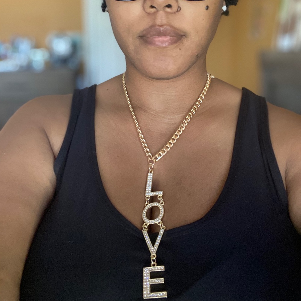 LOVE Rhinestone Gold Chain Set